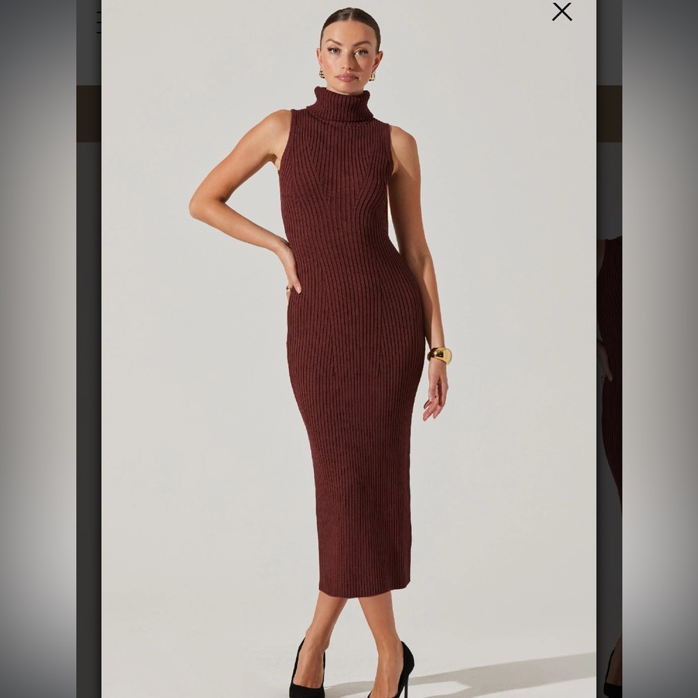 ASTR Channary Sleeveless Turtleneck Ribbed Sweater Dress